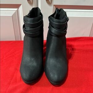 Diva Black Ankle Boots with Straps Booties